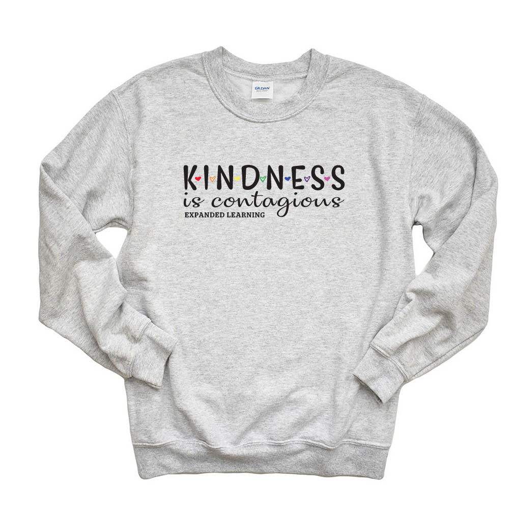 KINDNESS IS CONTAGIOUS EXPANDED LEARNING CREWNECK SWEATSHIRT ~ Gildan ~ classic fit