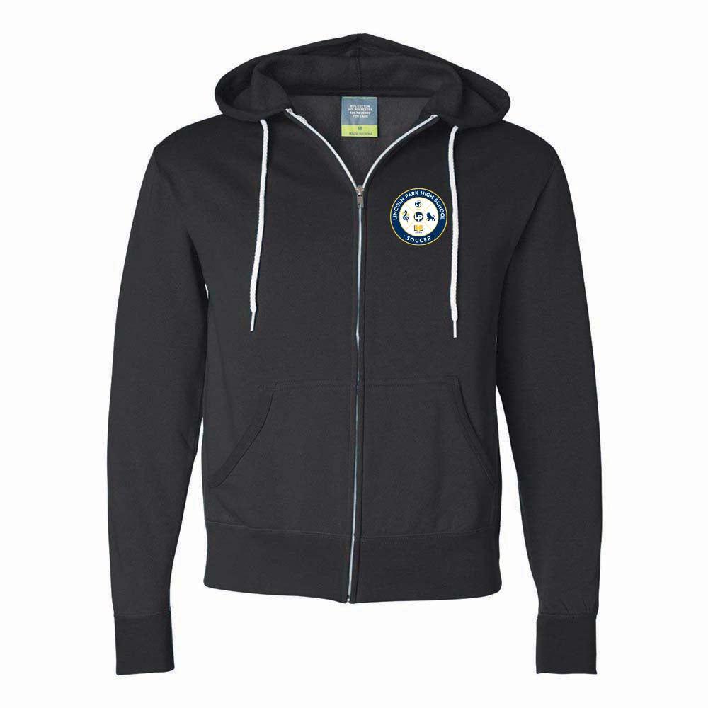 LINCOLN PARK HIGH SCHOOL SOCCER LIGHTWEIGHT ZIP HOODIE ~ unisex slim fit