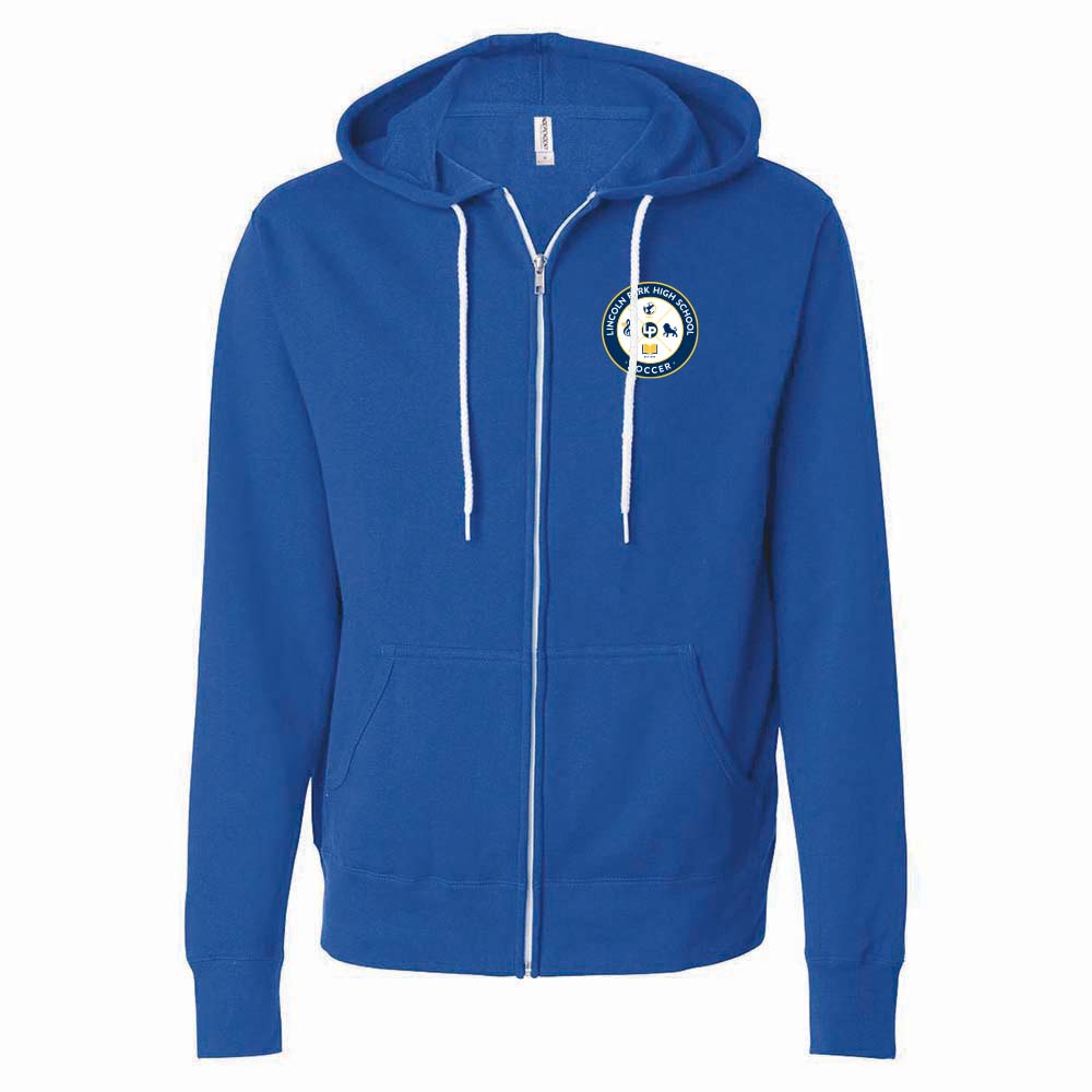 LINCOLN PARK HIGH SCHOOL SOCCER LIGHTWEIGHT ZIP HOODIE ~ unisex slim fit