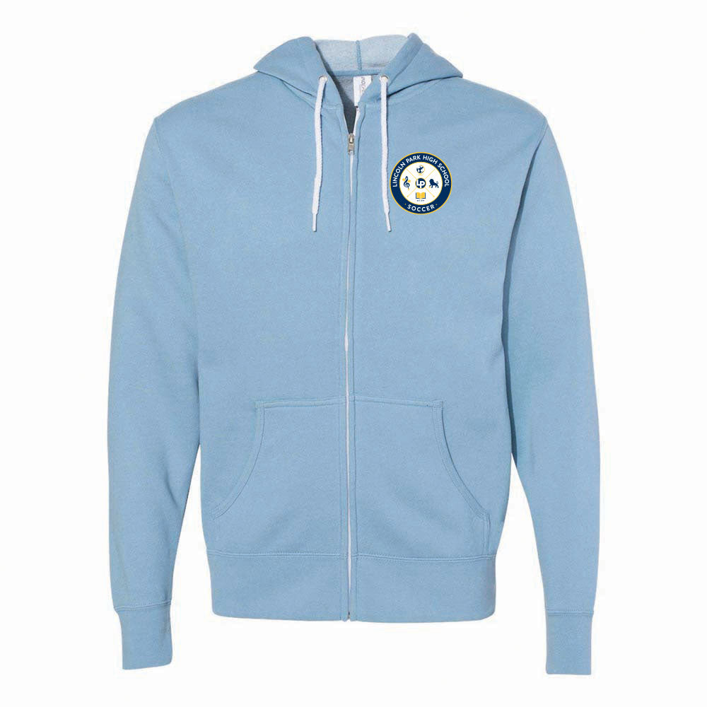 LINCOLN PARK HIGH SCHOOL SOCCER LIGHTWEIGHT ZIP HOODIE ~ unisex slim fit