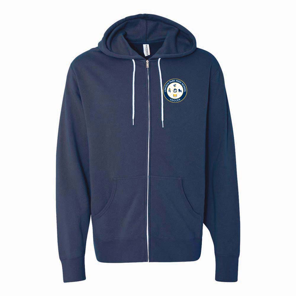 LINCOLN PARK HIGH SCHOOL SOCCER LIGHTWEIGHT ZIP HOODIE ~ unisex slim fit