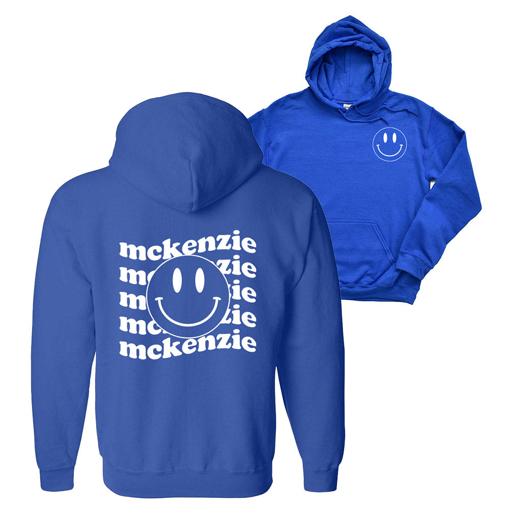 McKENZIE ELEMENTARY ~ WAVY TEXT WITH SMILEY HOODIE ~ classic unisex fit