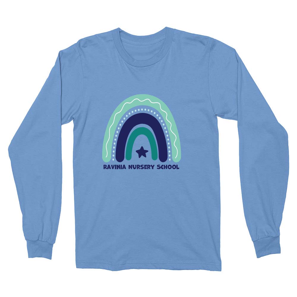 RAINBOW ADULT LONG SLEEVE TEE ~ RAVINIA NURSERY SCHOOL~ classic fit