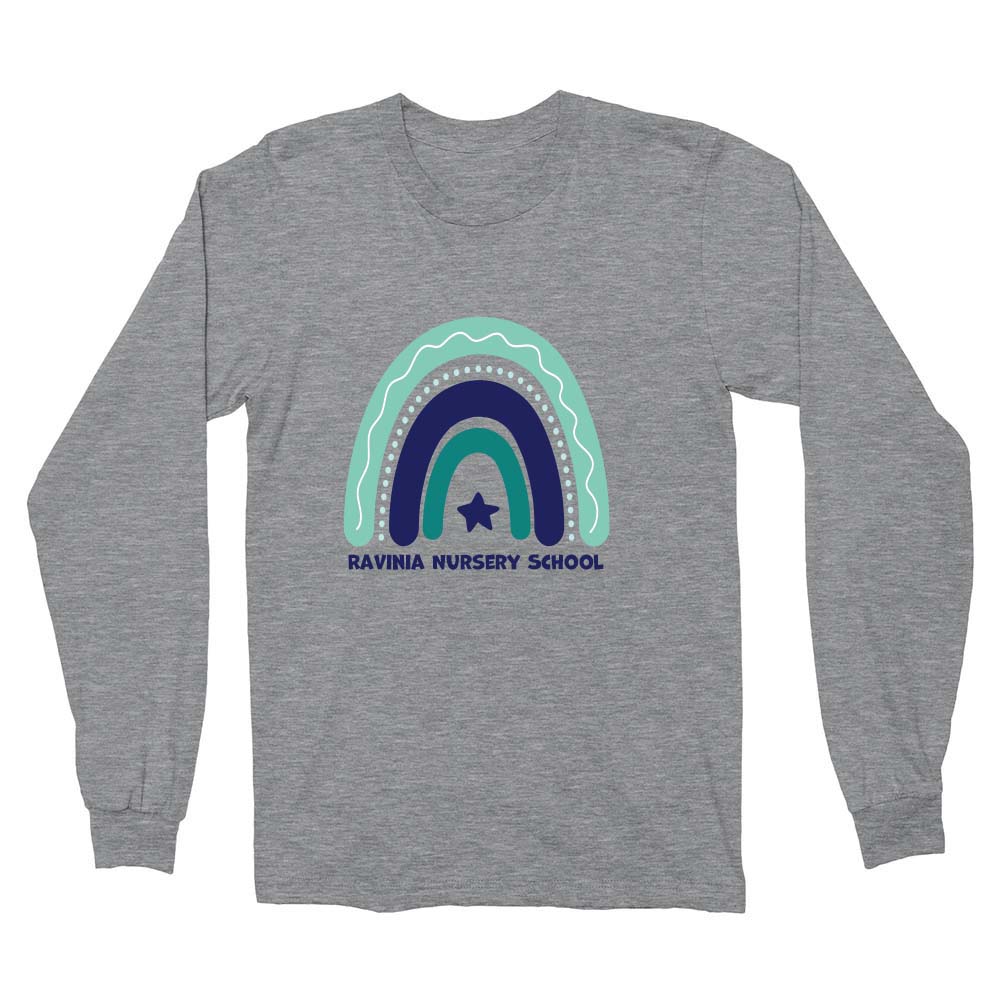 RAINBOW LONG SLEEVE TEE ~ RAVINIA NURSERY SCHOOL~ adult ~ classic unisex fit