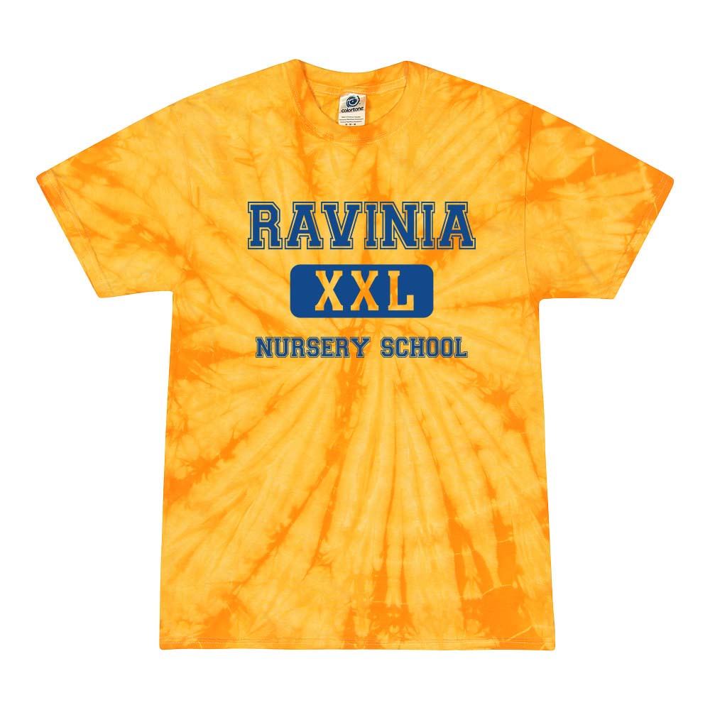 RAVINIA NURSERY SCHOOL XXL TIE DYE COTTON TEE ~ RAVINIA NURSERY SCHOOL ~ adult ~ classic unisex fit
