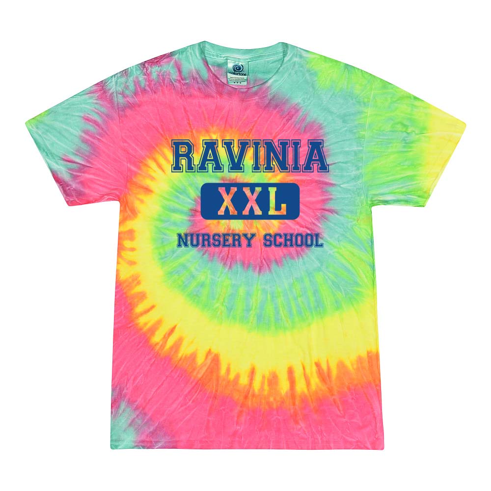 RAVINIA NURSERY SCHOOL XXL TIE DYE COTTON TEE ~ RAVINIA NURSERY SCHOOL ~ adult ~ classic unisex fit