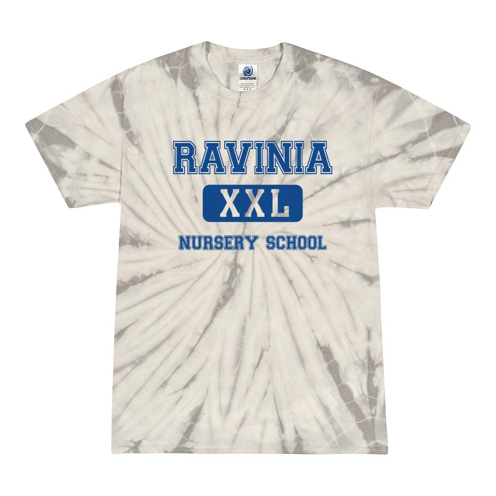 RAVINIA NURSERY SCHOOL XXL TIE DYE COTTON TEE ~ RAVINIA NURSERY SCHOOL ~ adult ~ classic unisex fit
