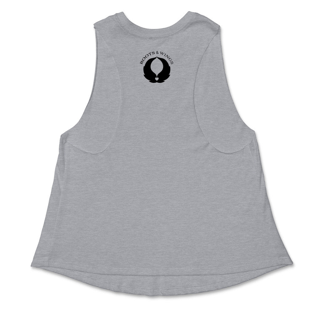 ROOTS & WINGS RACERBACK CROPPED TANK - humanKIND