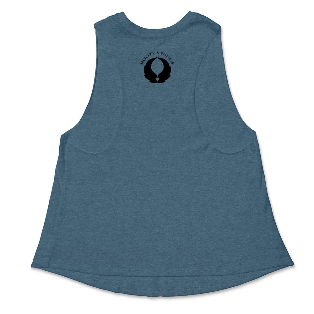 ROOTS & WINGS RACERBACK CROPPED TANK - humanKIND