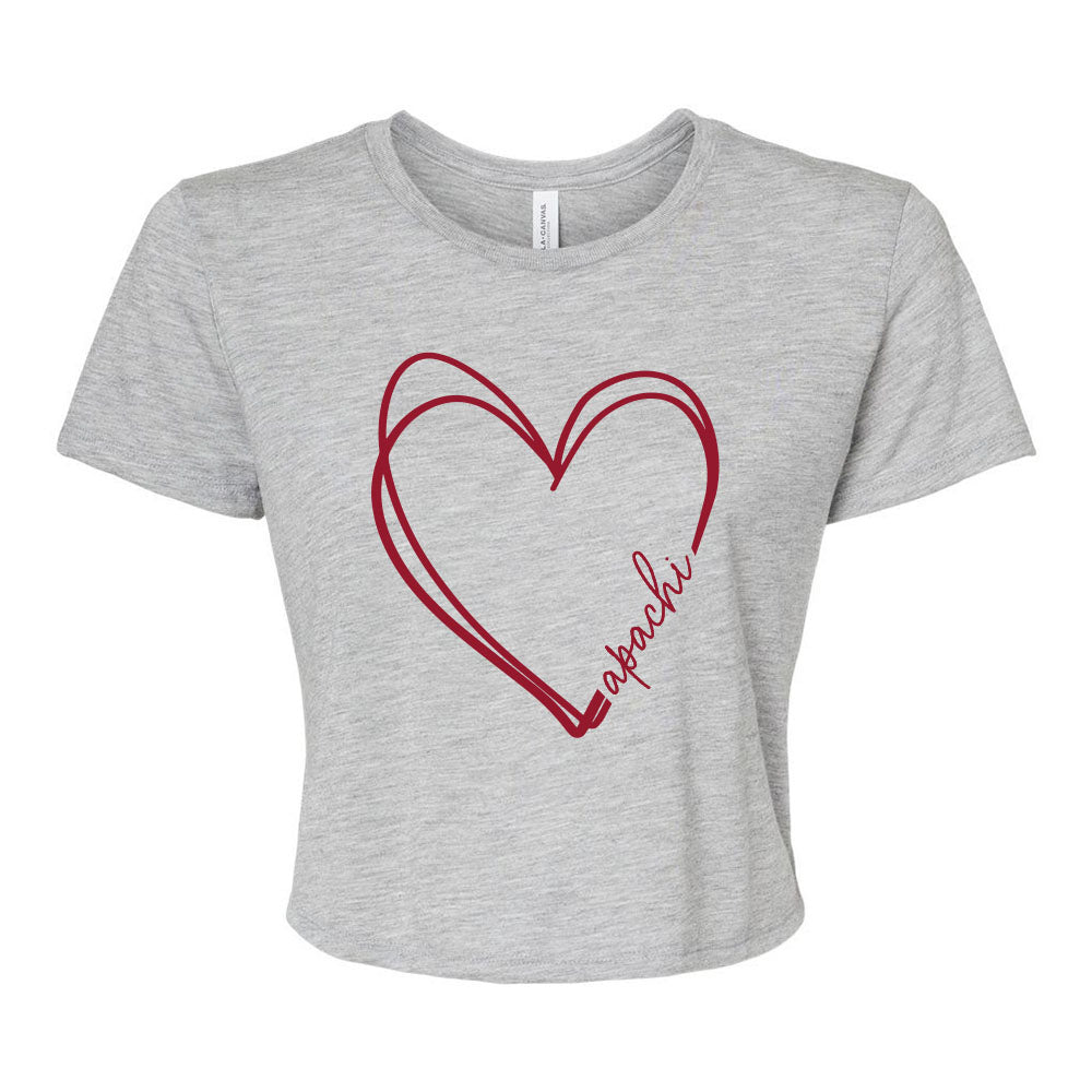 SCRIBBLE HEART APACHI FLOWY CROP TEE ~ APACHI DAY CAMP ~ junior's ~ flowy fit