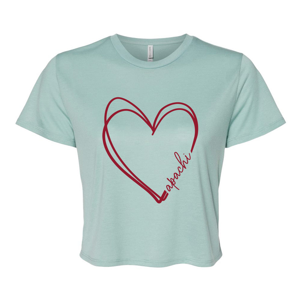 SCRIBBLE HEART APACHI FLOWY CROP TEE ~ APACHI DAY CAMP ~ junior's ~ flowy fit