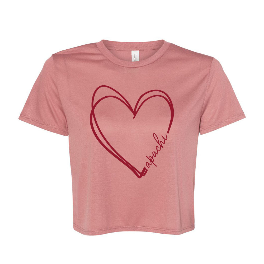 SCRIBBLE HEART APACHI FLOWY CROP TEE ~ APACHI DAY CAMP ~ junior's ~ flowy fit