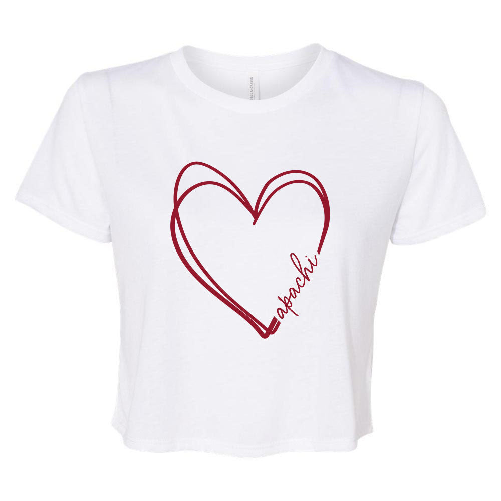 SCRIBBLE HEART APACHI FLOWY CROP TEE ~ APACHI DAY CAMP ~ junior's ~ flowy fit