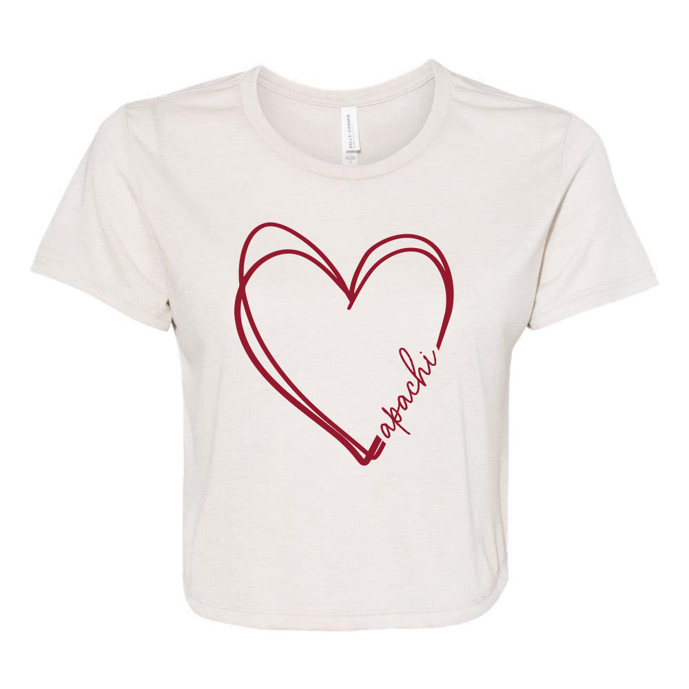 SCRIBBLE HEART APACHI FLOWY CROP TEE ~ APACHI DAY CAMP ~ junior's ~ flowy fit