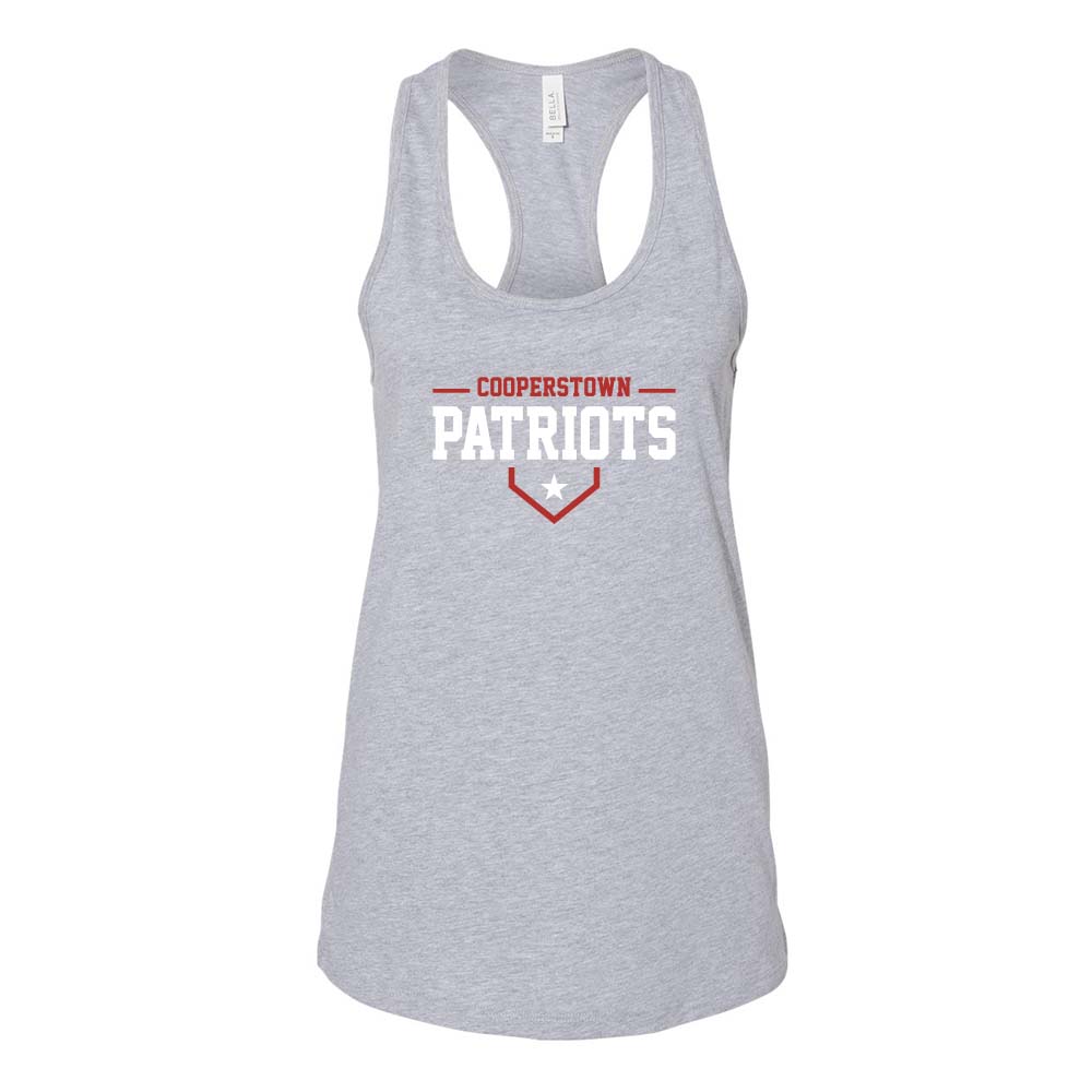 12U Red Cooperstown Team 2026 ~ Women's Jersey Racerback Tank ~ Glenview Patriots