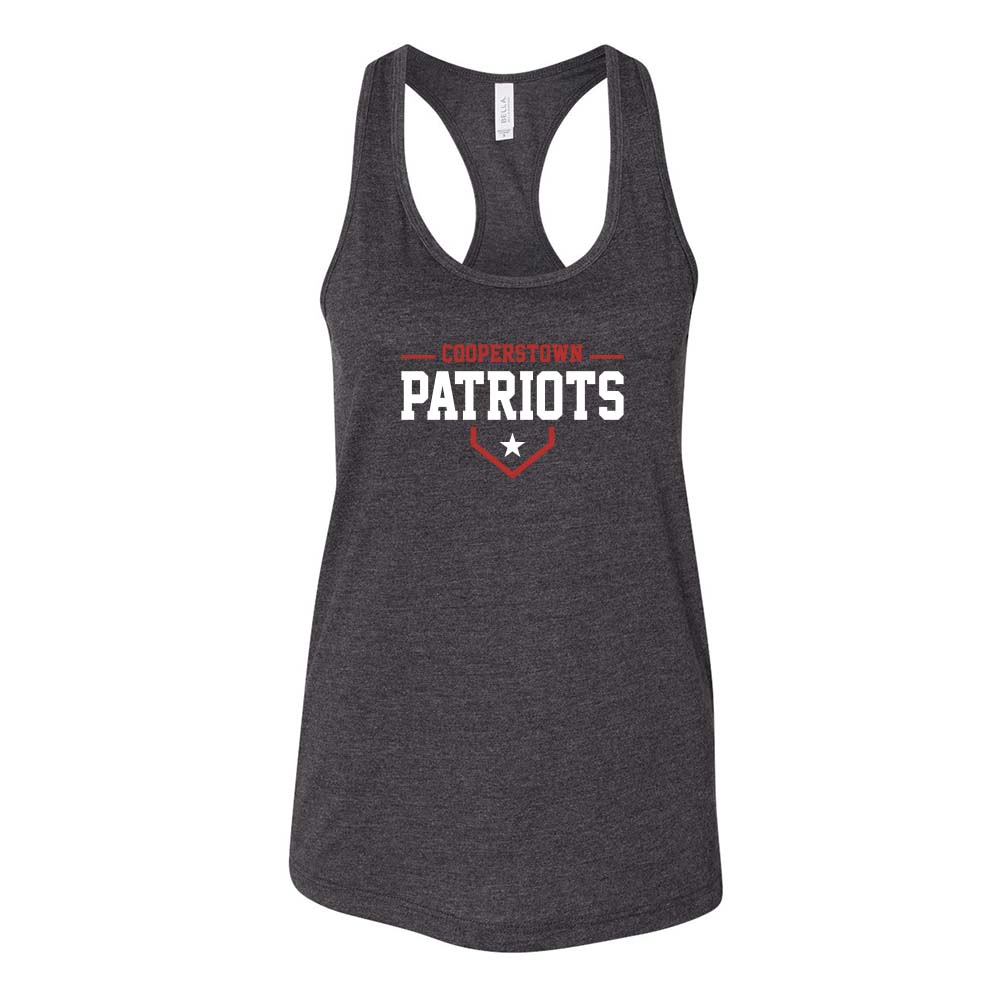 12U Red Cooperstown Team 2026 ~ Women's Jersey Racerback Tank ~ Glenview Patriots