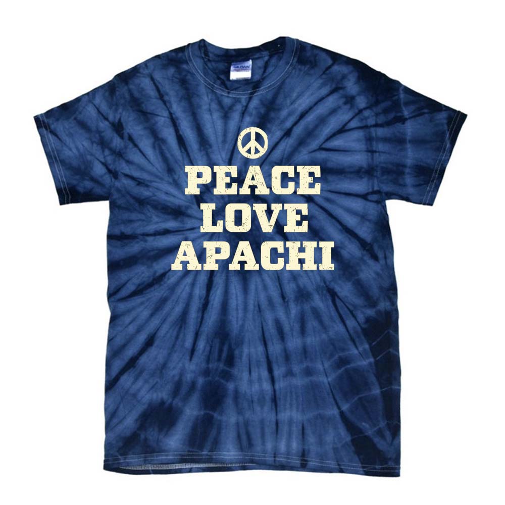 PEACE LOVE APACHI TIE DYE TEE ~ APACHI DAY CAMP ~ adult ~ classic unisex fit