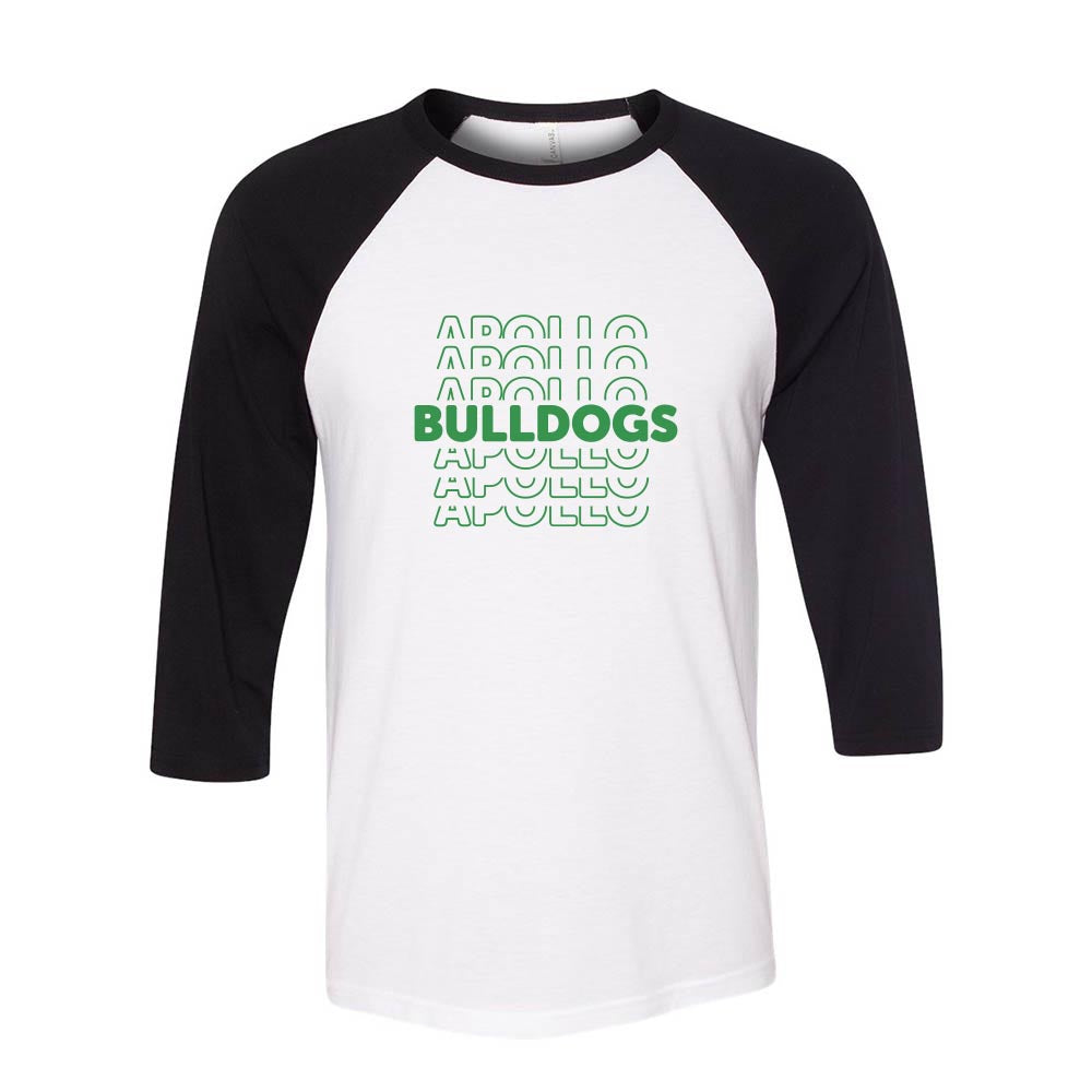 BULLDOGS REPEATER 3/4 SLEEVE BASEBALL TEE ~ APOLLO ELEMENTARY ~ youth & adult ~ classic fit