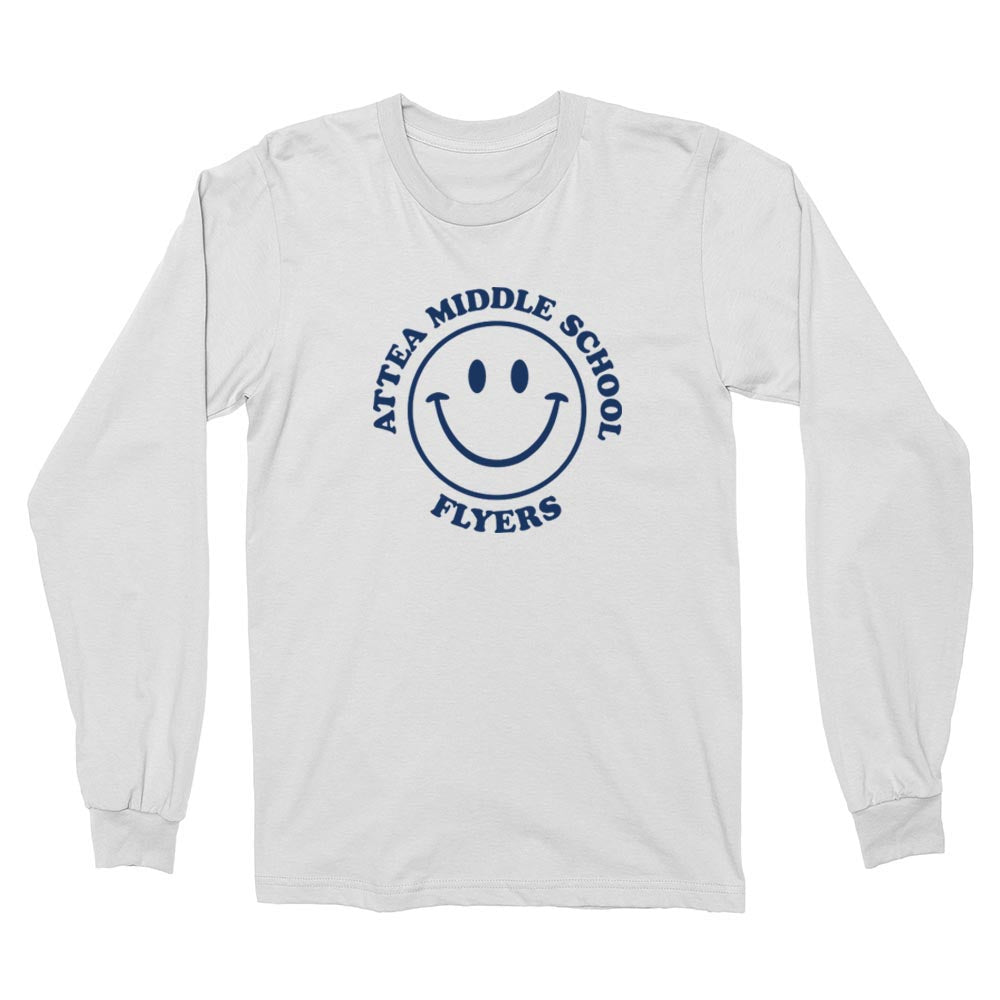 ATTEA SMILEY LONG SLEEVE TEE ~ ATTEA MIDDLE SCHOOL ~ youth & adult ~ classic unisex fit