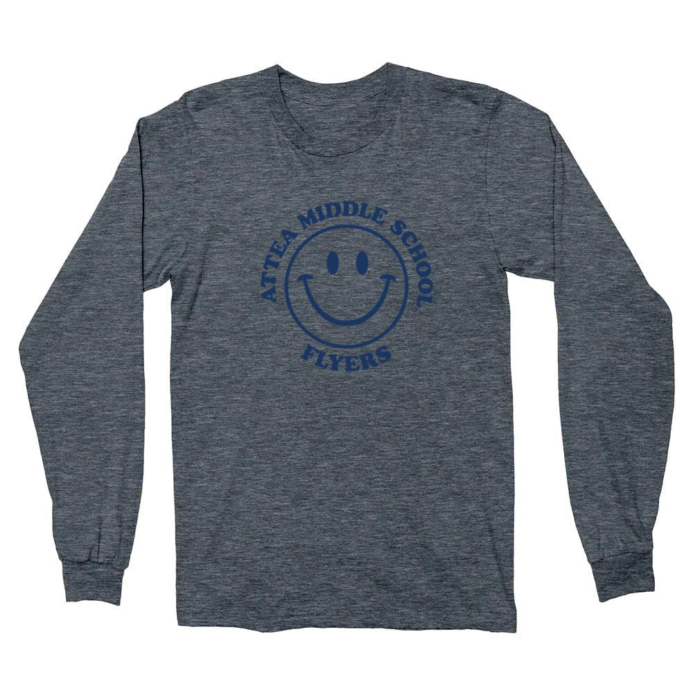 ATTEA SMILEY LONG SLEEVE TEE ~ ATTEA MIDDLE SCHOOL ~ youth & adult ~ classic unisex fit