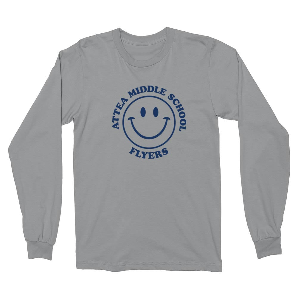 ATTEA SMILEY LONG SLEEVE TEE ~ ATTEA MIDDLE SCHOOL ~ youth & adult ~ classic unisex fit