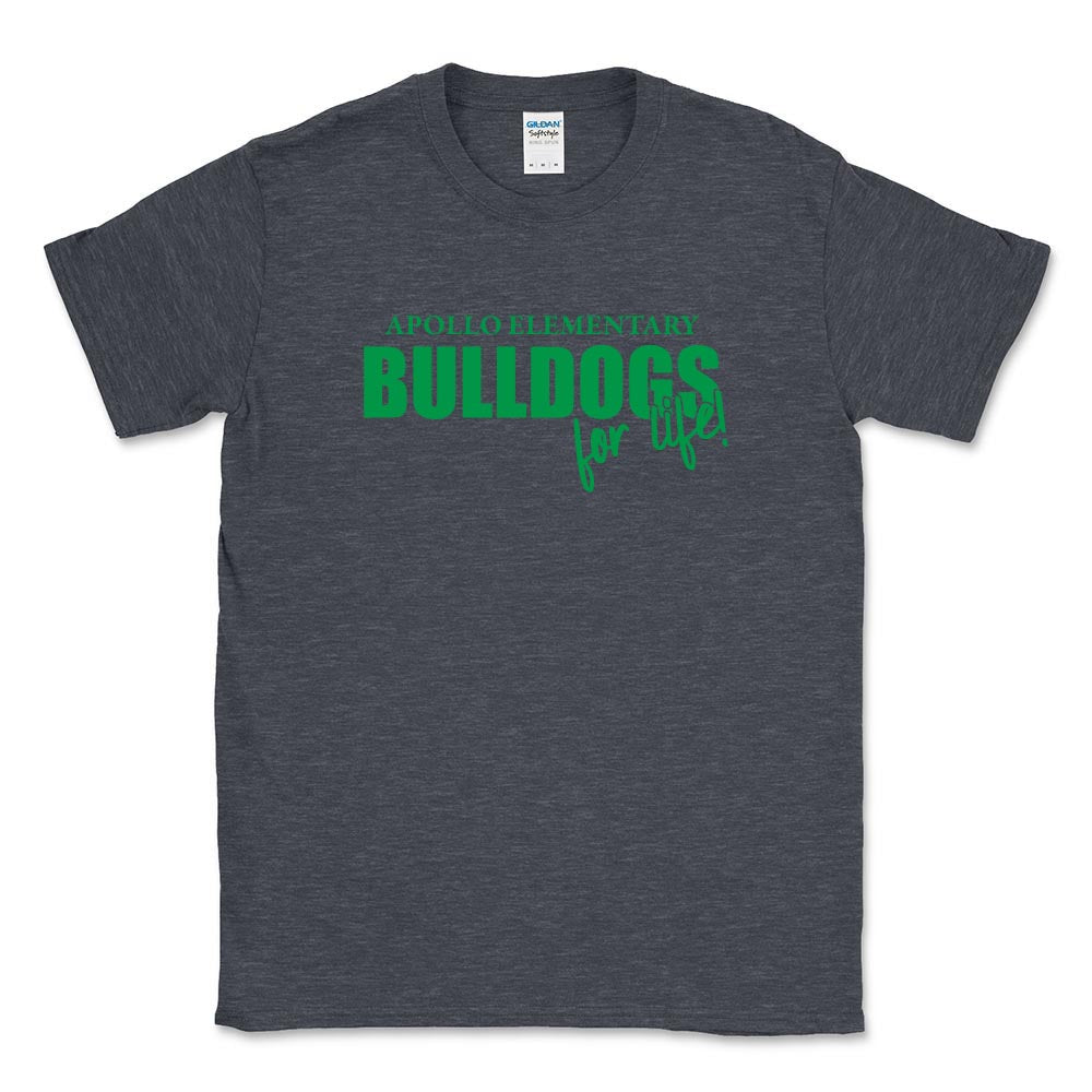 BULLDOGS FOR LIFE SOFTSTYLE TEE ~ APOLLO ELEMENTARY ~ youth & adult ~ classic unisex fit