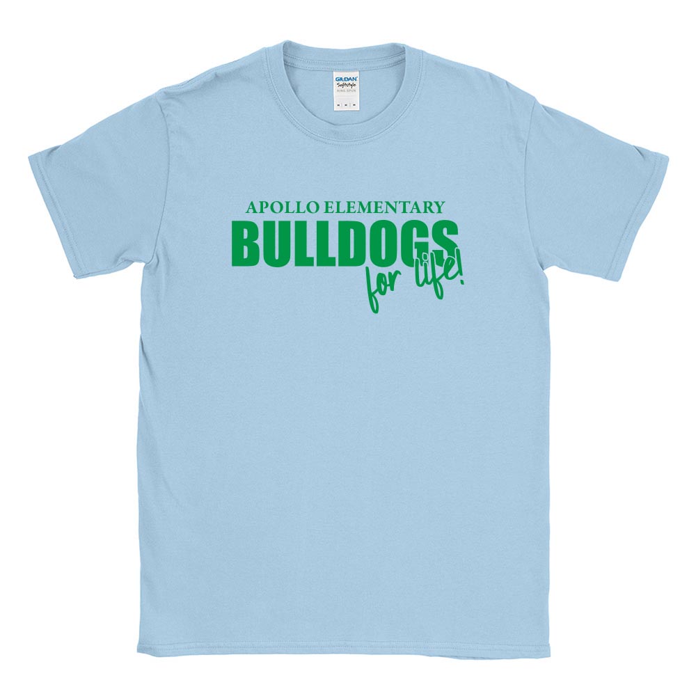 BULLDOGS FOR LIFE SOFTSTYLE TEE ~ APOLLO ELEMENTARY ~ youth & adult ~ classic unisex fit