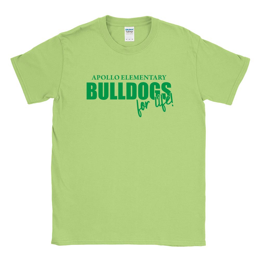 BULLDOGS FOR LIFE SOFTSTYLE TEE ~ APOLLO ELEMENTARY ~ youth & adult ~ classic unisex fit