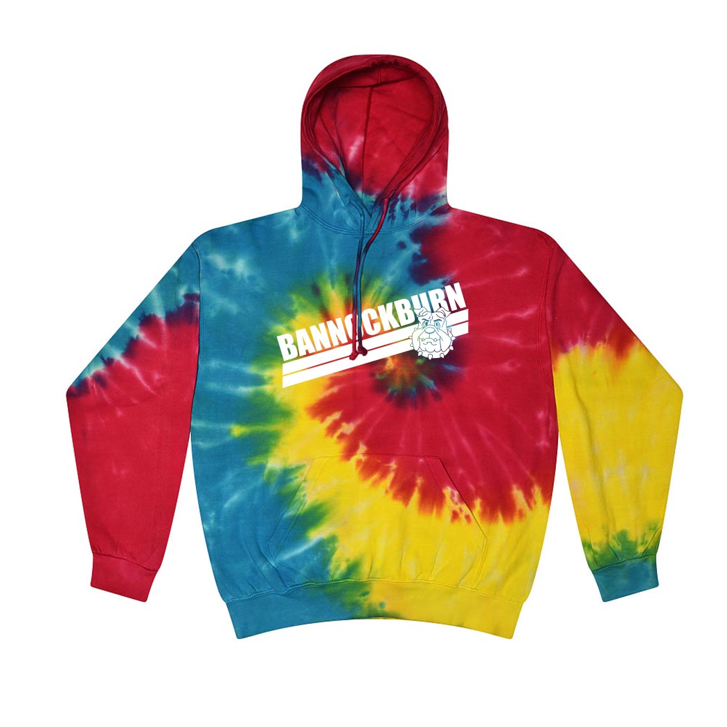 ANGLED STRIPES TIE DYE HOODIE ~ BANNOCKBURN SCHOOL ~ youth & adult ~ classic unisex fit