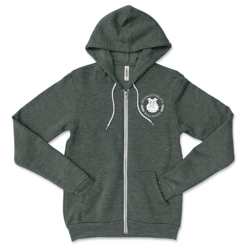 BADGE UNISEX ZIP HOODIE ~ BANNOCKBURN SCHOOL ~ youth & adult ~  classic unisex fit