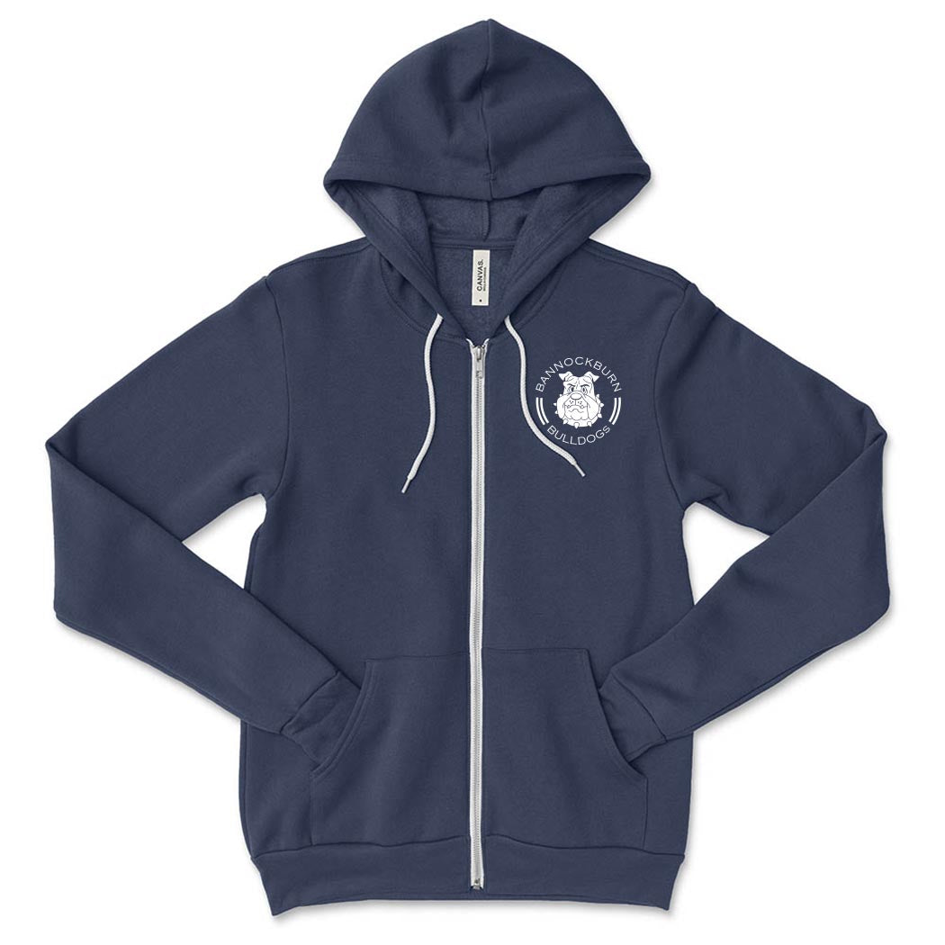 BADGE UNISEX ZIP HOODIE ~ BANNOCKBURN SCHOOL ~ youth & adult ~  classic unisex fit