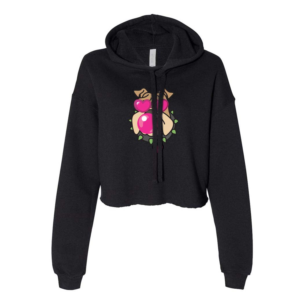 BUBBLEGUM BULLDOG CROPPED FLEECE HOODIE ~ BANNOCKBURN SCHOOL ~ junior's & women's ~ classic fit