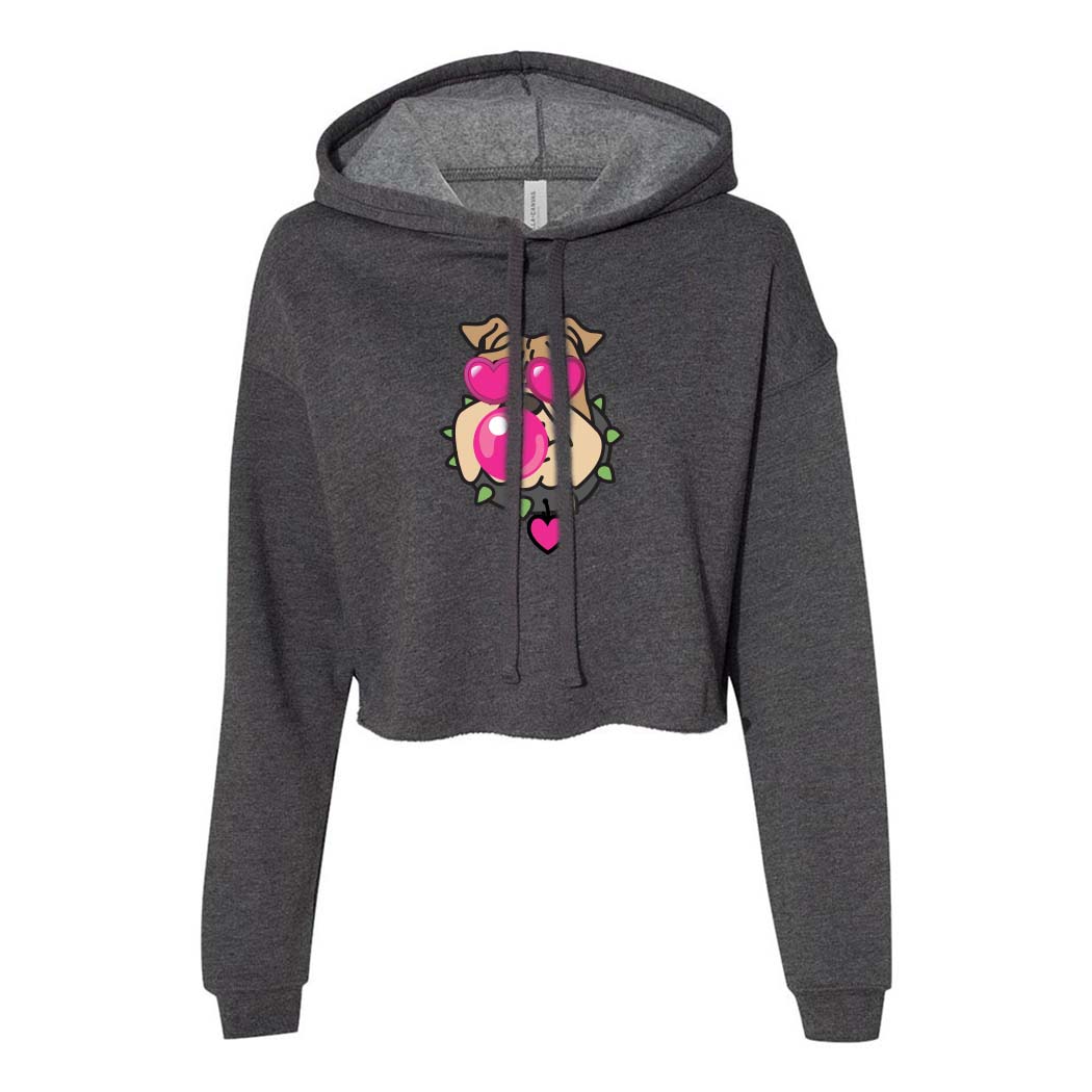 BUBBLEGUM BULLDOG CROPPED FLEECE HOODIE ~ BANNOCKBURN SCHOOL ~ junior's & women's ~ classic fit