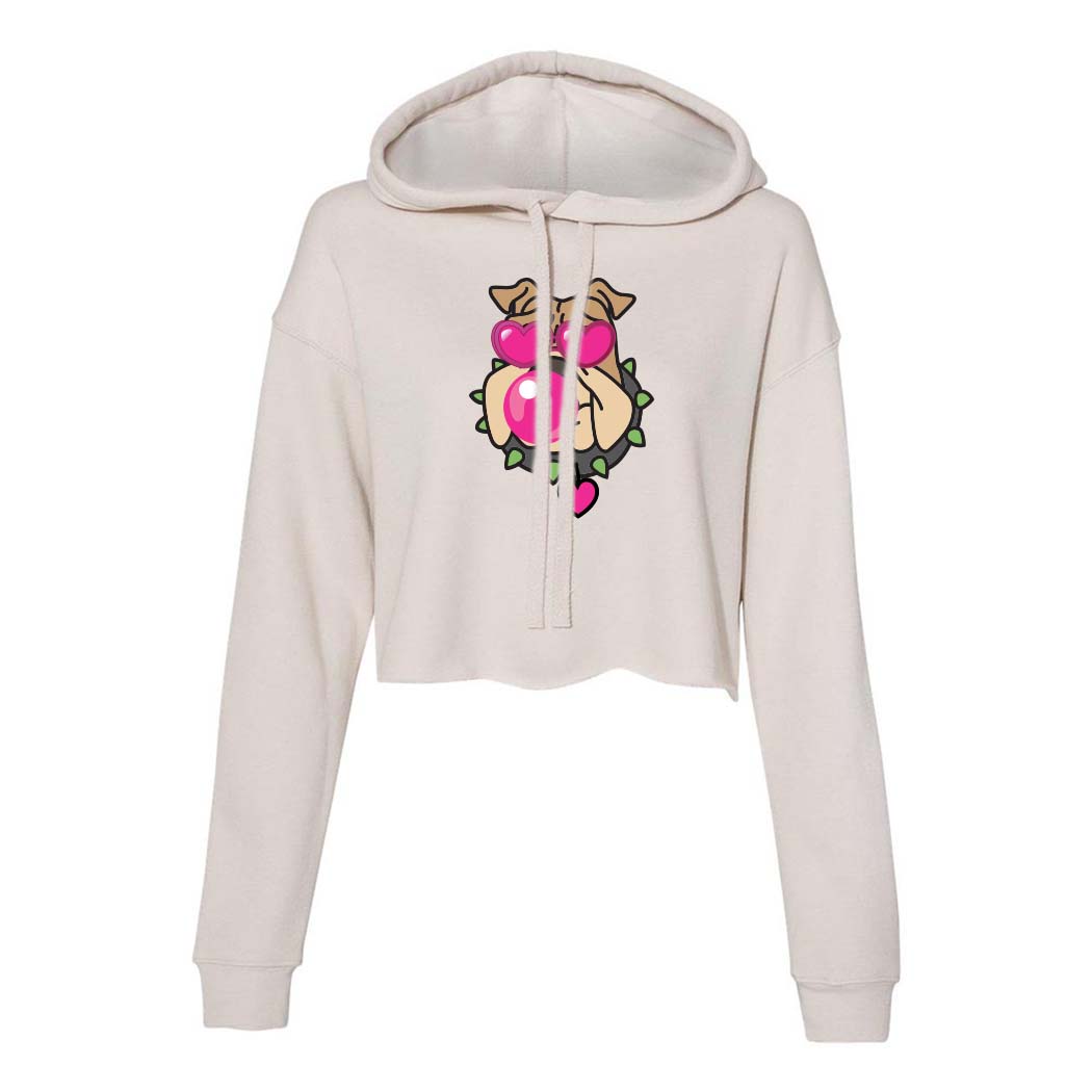 BUBBLEGUM BULLDOG CROPPED FLEECE HOODIE ~ BANNOCKBURN SCHOOL ~ junior's & women's ~ classic fit