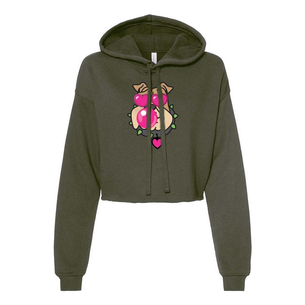 BUBBLEGUM BULLDOG CROPPED FLEECE HOODIE ~ BANNOCKBURN SCHOOL ~ junior's & women's ~ classic fit