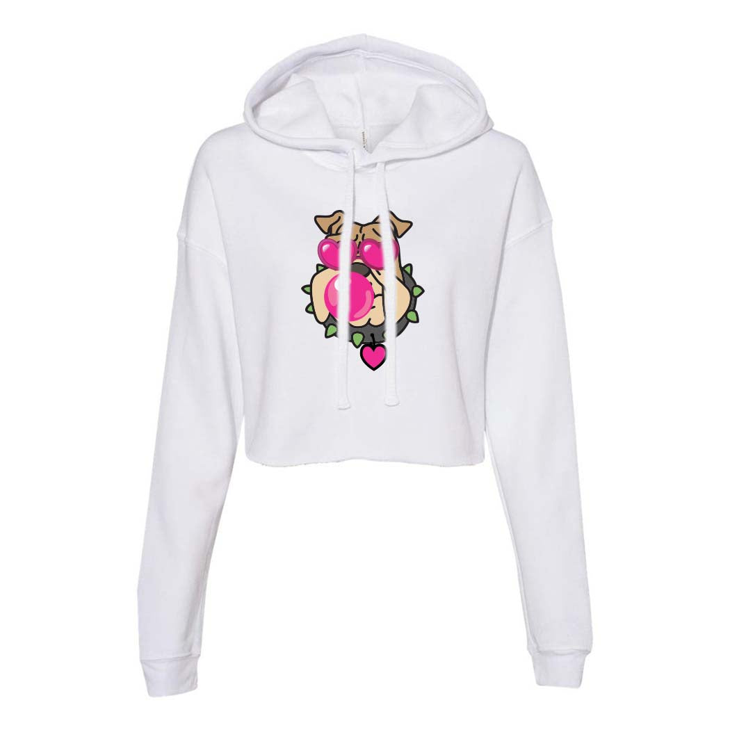 BUBBLEGUM BULLDOG CROPPED FLEECE HOODIE ~ BANNOCKBURN SCHOOL ~ junior's & women's ~ classic fit