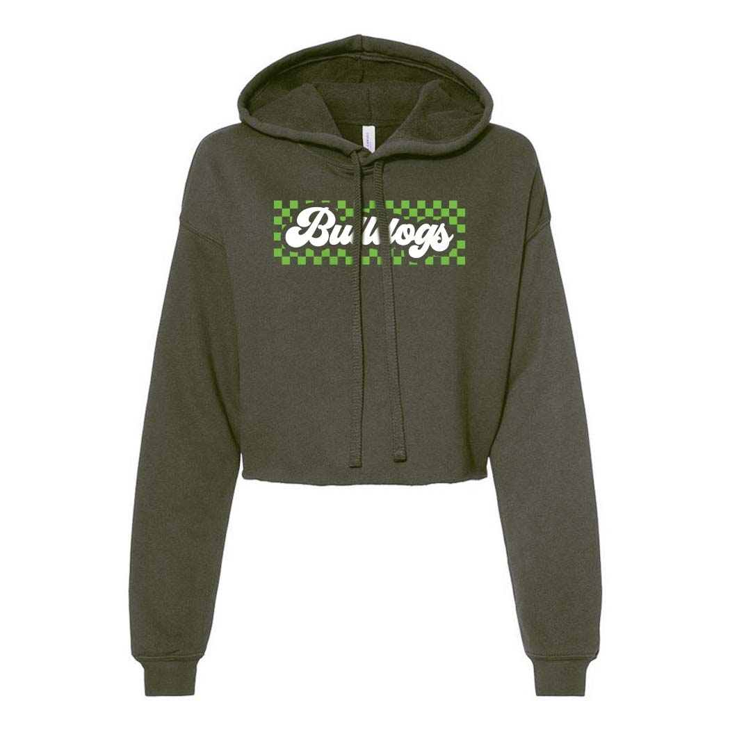 RETRO SCRIPT CROPPED FLEECE HOODIE ~ BANNOCKBURN SCHOOL ~ junior's & women's ~ classic fit