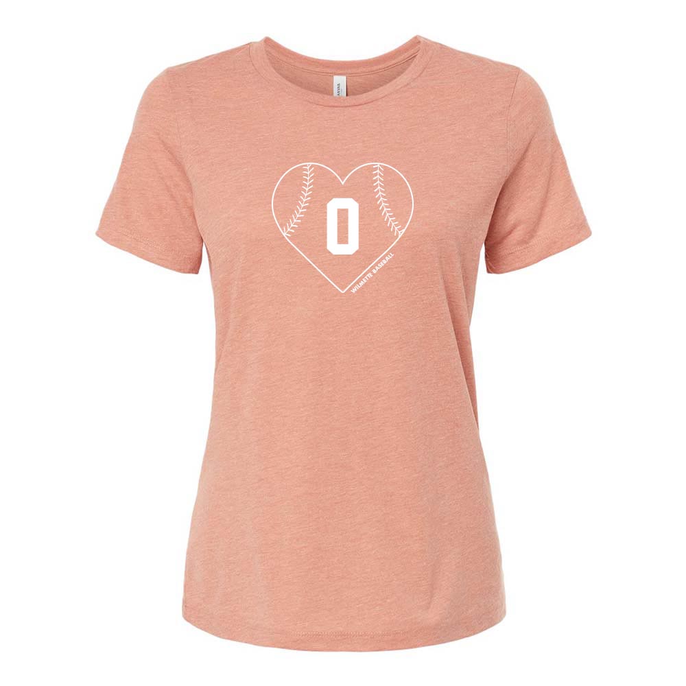 BASEBALL HEART WITH OPTIONAL NUMBER TRIBLEND TEE ~ WILMETTE BASEBALL ~ women's relaxed