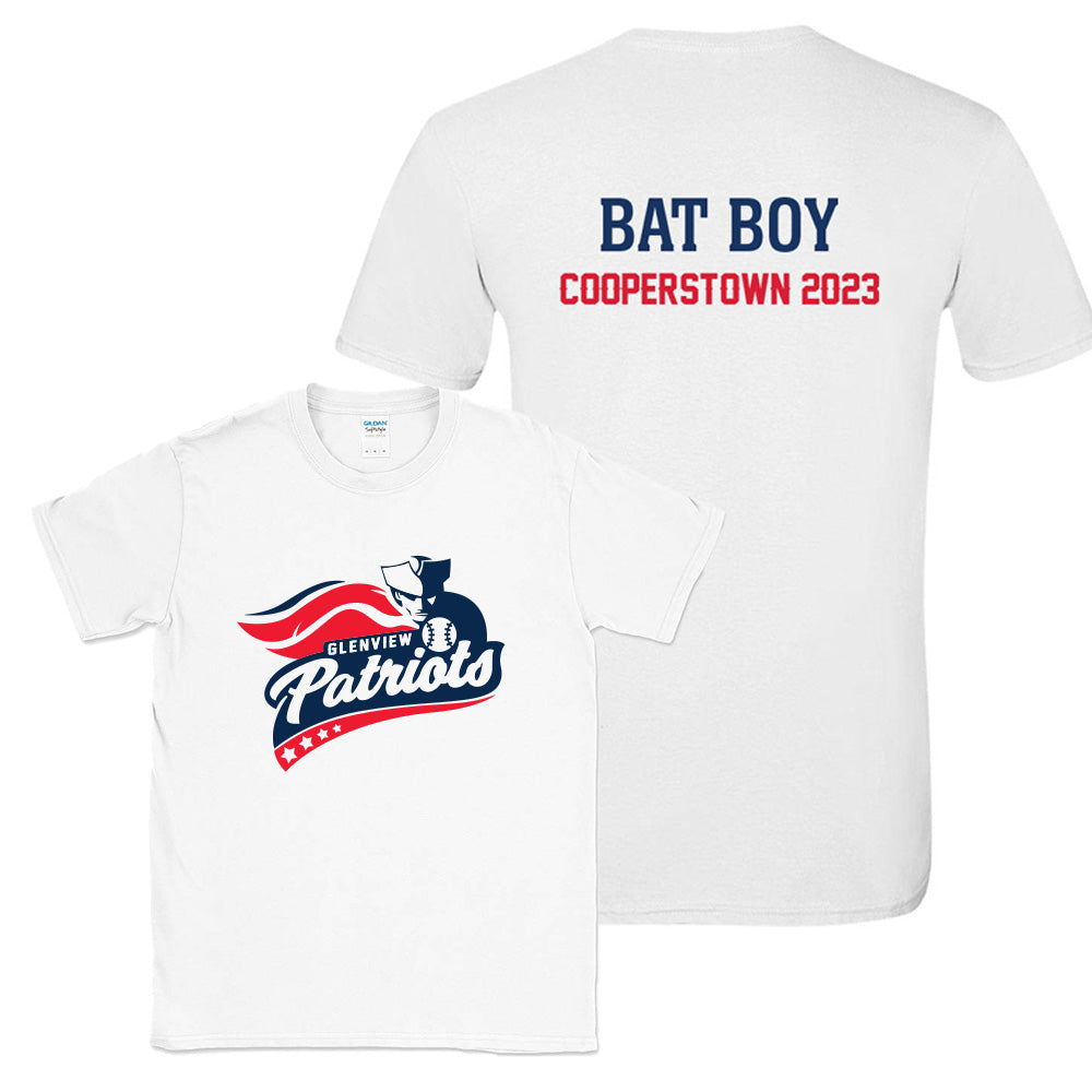 BAT BOY / GIRL COOPERSTOWN  TEE ~ GLENVIEW PATRIOTS ~ youth & adult ~ classic fit