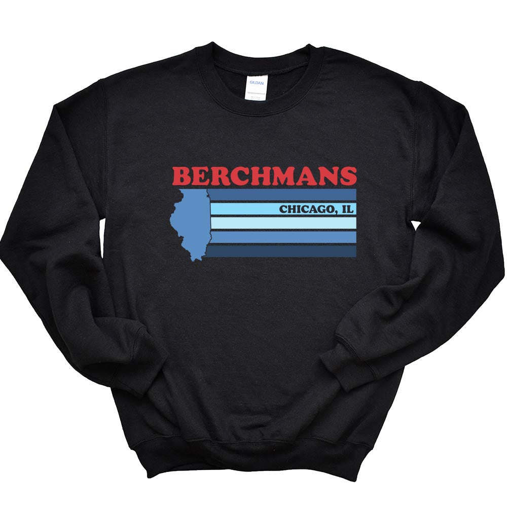 RETRO CHICAGO CREWNECK SWEATSHIRT ~ ST. JOHN BERCHMANS ~ youth and adult ~ classic fit