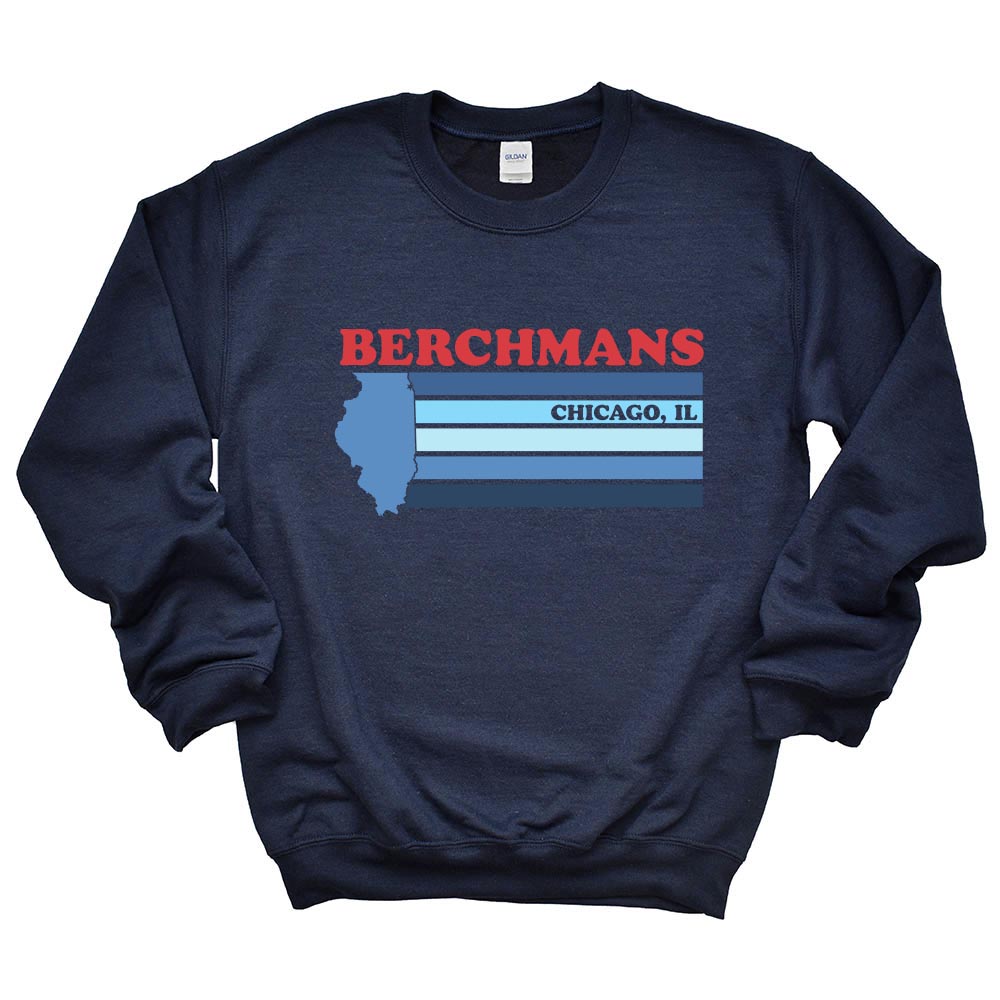 RETRO CHICAGO CREWNECK SWEATSHIRT ~ ST. JOHN BERCHMANS ~ youth and adult ~ classic fit