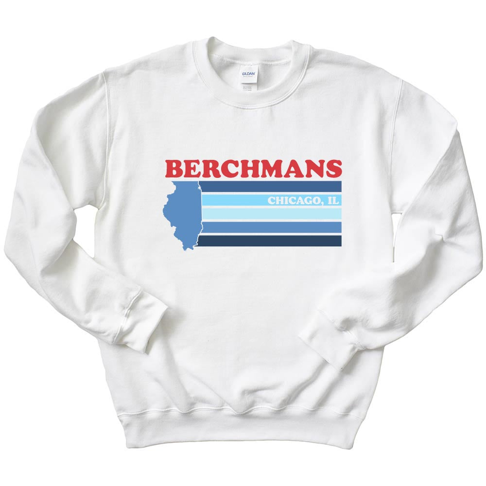 RETRO CHICAGO CREWNECK SWEATSHIRT ~ ST. JOHN BERCHMANS ~ youth and adult ~ classic fit