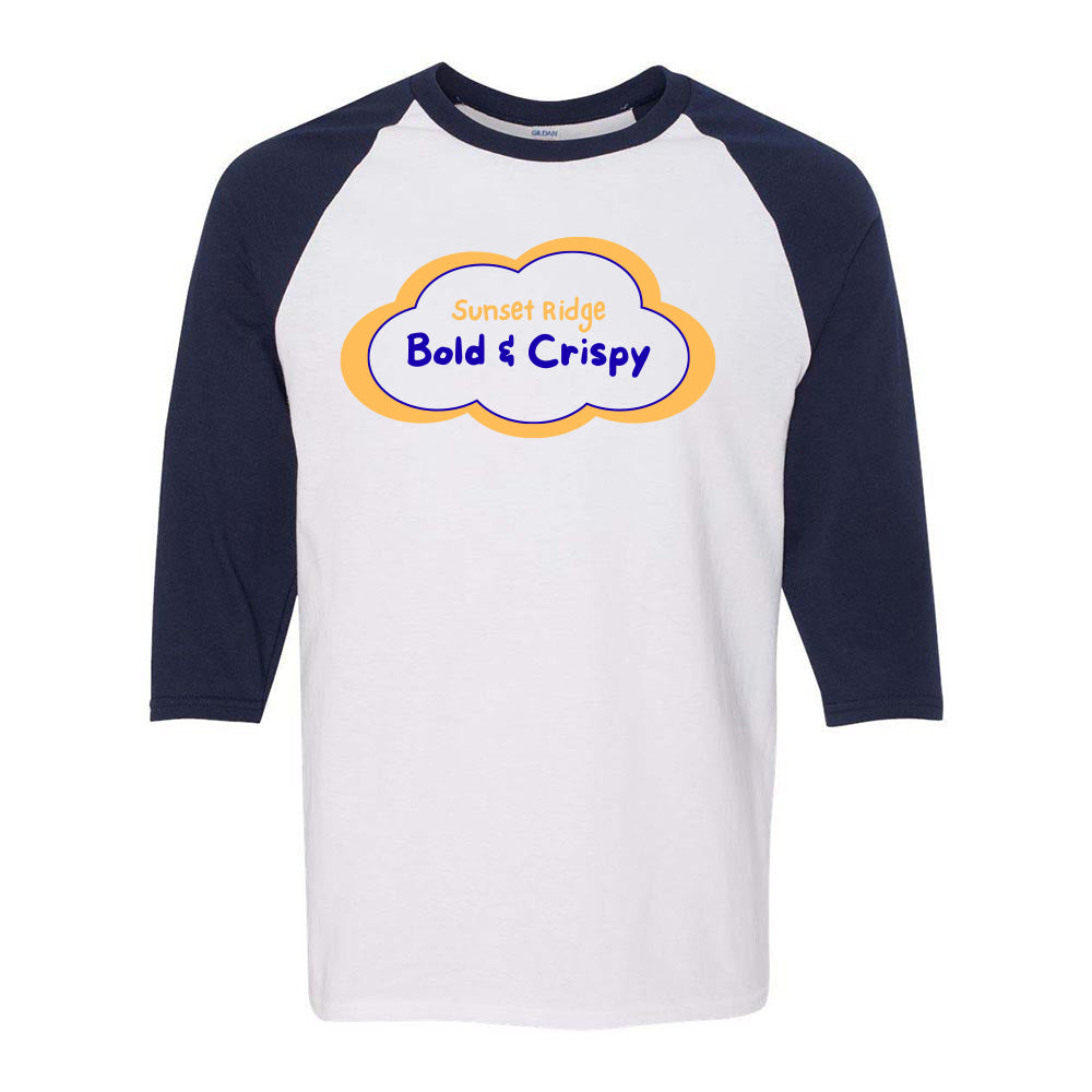 Bold & Crispy ~ Heavy Cotton 3/4 Baseball T-Shirt ~ Sunset Ridge School
