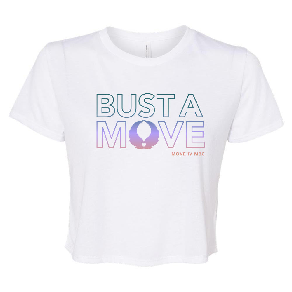 Bust a Move ~ Flowy Crop T-Shirt ~ Roots & Wings Charitable Foundation-white