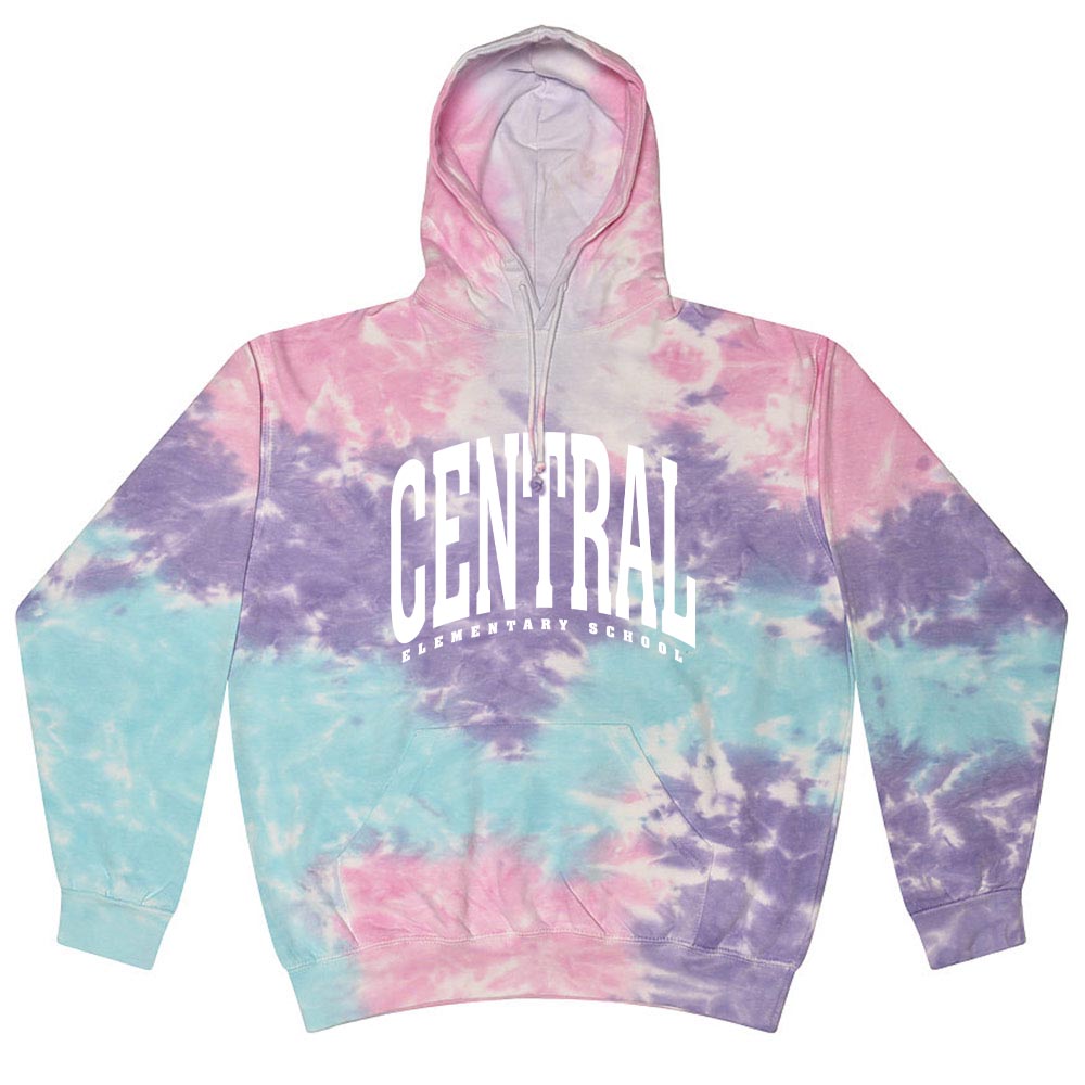 EXTENDED ARC TIE DYE HOODIE ~ CENTRAL ELEMENTARY SCHOOL ~ youth & adult ~ classic unisex fit