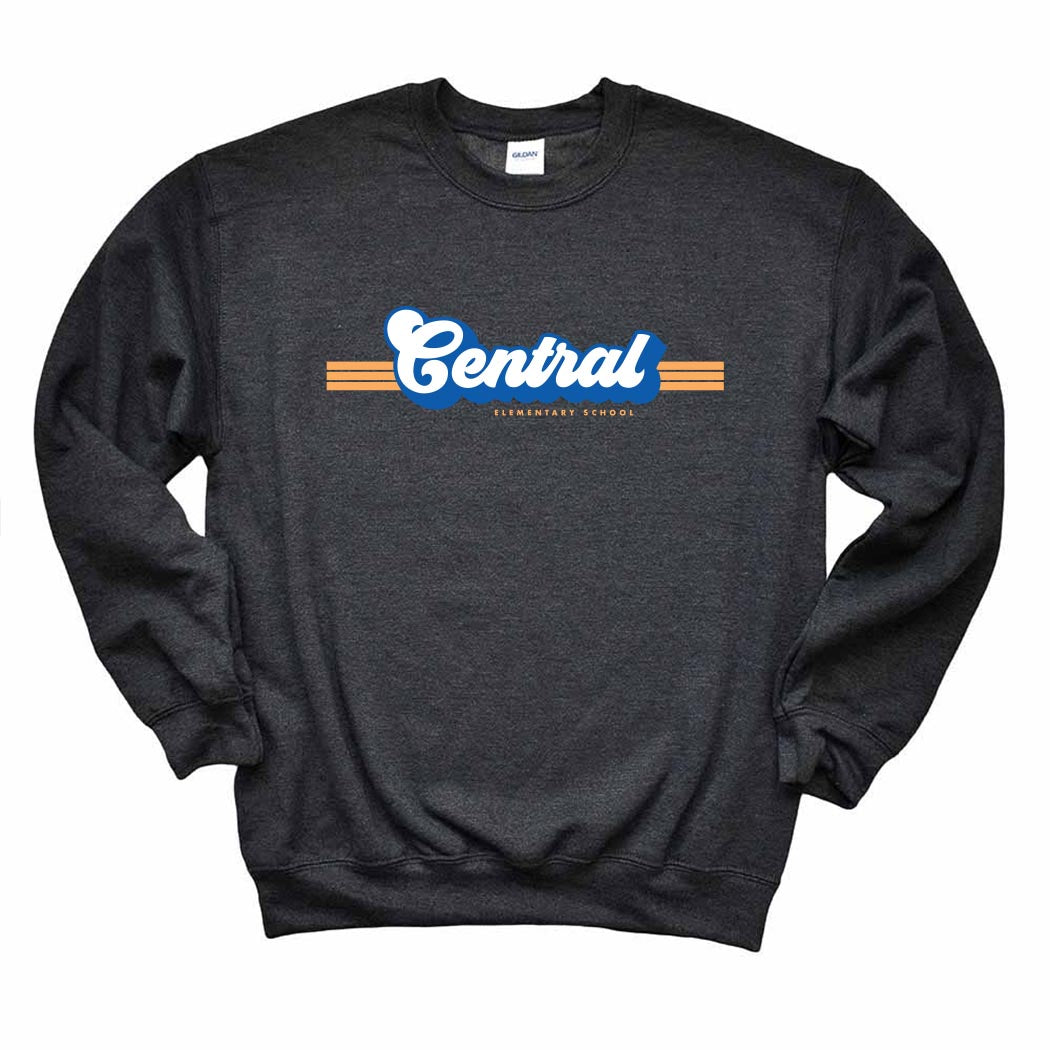 GROOVY SCRIPT STRIPES SWEATSHIRT ~ CENTRAL ELEMENTARY DES PLAINES ~ youth & adult ~ classic unisex fit