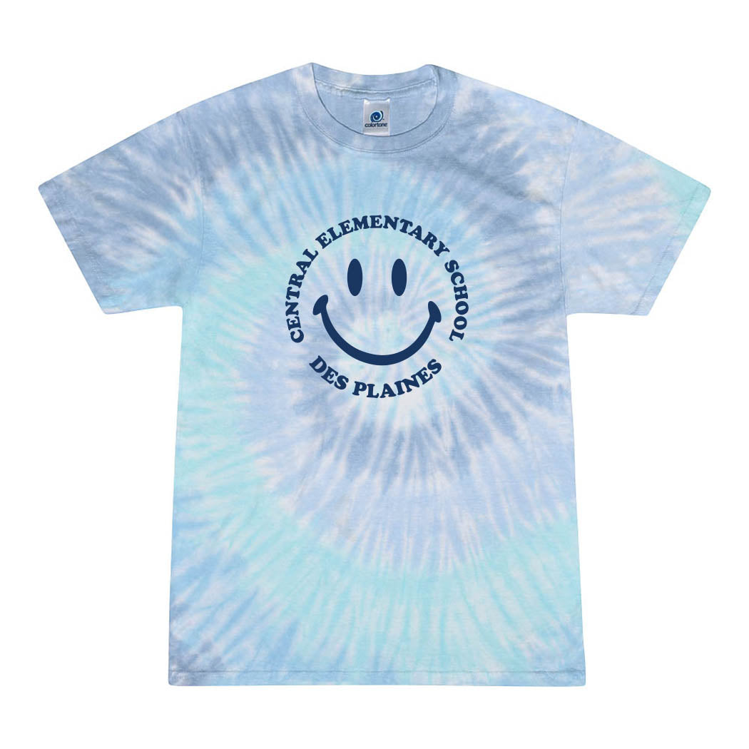 SMILEY CENTRAL TIE DYE TEE ~ CENTRAL ELEMENTARY DES PLAINES ~ youth & adult ~ classic unisex fit