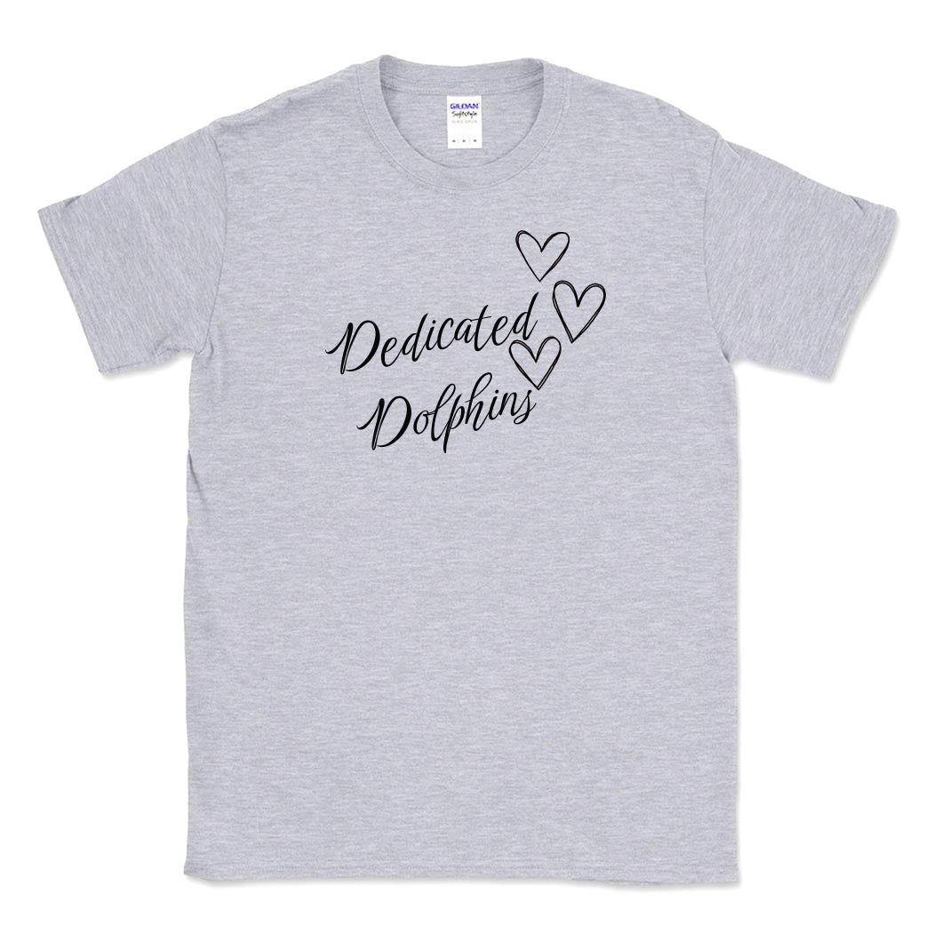 Dedicated Dolphins Hearts ~ Cotton T-Shirt ~ Dedicated Dolphins