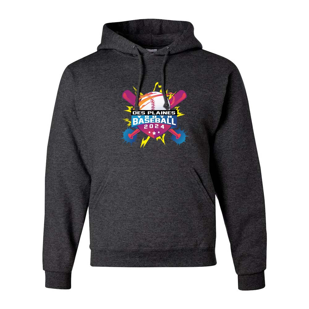 DES PLAINES BASEBALL 2024 HOODIE ~ DES PLAINES BASEBALL ~ jerzees nublend hoodie ~ youth & adult classic fit