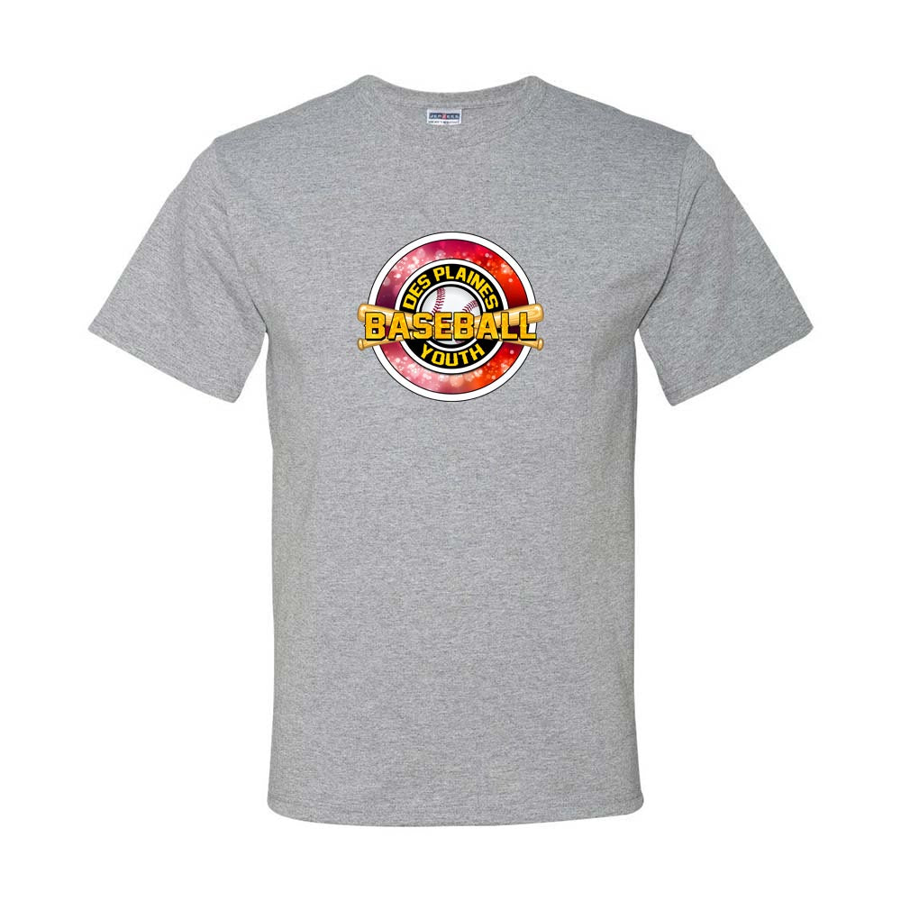 DES PLAINES  BASEBALL RED DRIPOWER TEE ~  DES PLAINES BASEBALL ~ youth & adult